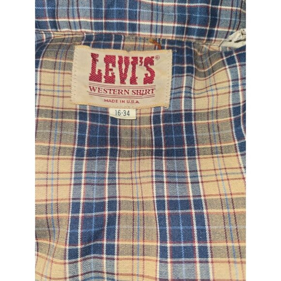 Vintage Levi's Western Shirt Plaid Skull Embroidery Pearl Snap Rockabilly Grunge - Picture 5 of 8